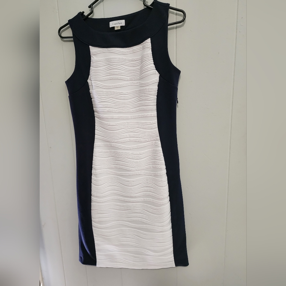 Calvin Klein Classy Gorgeous 😍 Navy Blue And White Dress - Picture 7 of 16